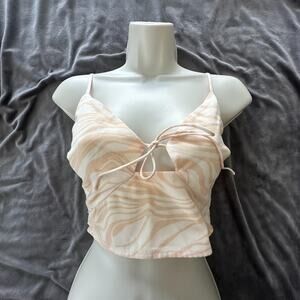 Abercrombie & Fitch Crop Top Womens XS Peach Abstract Strappy Indie Euro Summer